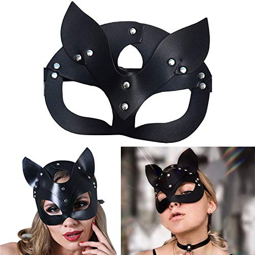 Máscara de Cosplay para La Fiesta de Halloween Baile de Pelota Mujer Niña Dama Sexy Media Cara Gato Gatito Máscara de Cuero Carnaval de Halloween Mascarada Maquillaje Favores de