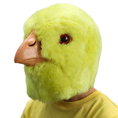 Máscara de goma de pollo peludo, máscara de cabeza de gallo de piel sintética, gorras para Halloween Cosplay disfraz fiesta