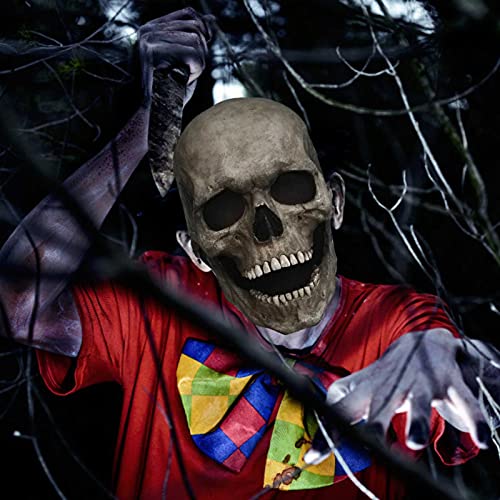 Máscara de miedo de halloween máscara de esqueleto de calavera máscara de huesos de cabeza de halloween casco con mandíbula móvil máscara de halloween de látex fantasma cosplay accesorios de fiesta