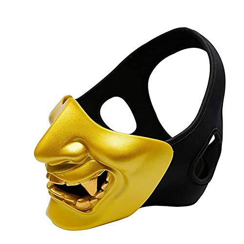 Máscara Mal Media mascarilla Protectora de la Cara Inferior Demonio Negro TPU para Airsoft Fiesta de Halloween Juego CS