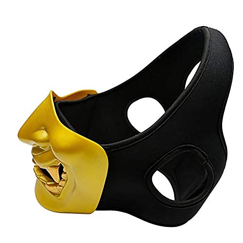 Máscara Mal Media mascarilla Protectora de la Cara Inferior Demonio Negro TPU para Airsoft Fiesta de Halloween Juego CS