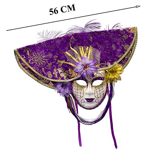 Máscara Veneciana del Bufón de Modelo Vintage Mujer para Carnaval Halloween Navidad Cosplay Fiesta Bola de Fantasía (Morado)