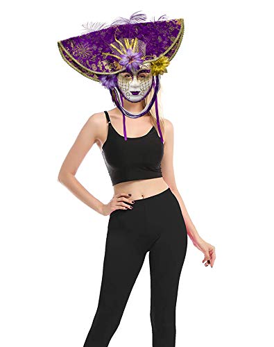 Máscara Veneciana del Bufón de Modelo Vintage Mujer para Carnaval Halloween Navidad Cosplay Fiesta Bola de Fantasía (Morado)