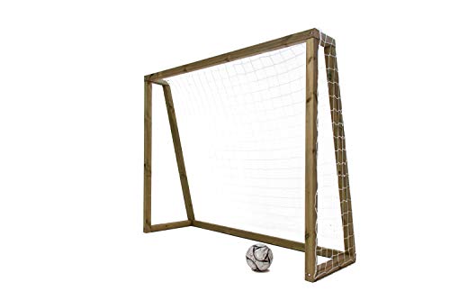 | MASGAMES | Porteria de fútbol de Madera | Modelo L | 220 cm (largo) x 80 cm (ancho) x 180 cm (alto) | Madera tratada | con Red y Anclajes incluidos |