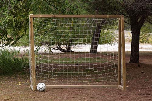 | MASGAMES | Porteria de fútbol de Madera | Modelo L | 220 cm (largo) x 80 cm (ancho) x 180 cm (alto) | Madera tratada | con Red y Anclajes incluidos |