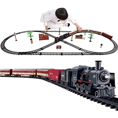 massager Juguete de Tren, Eléctrico Tren de Juguete, Locomotora de Eléctrico Clásico Tren, Niños Tren de Vapor con Luz, Juego de Trenes, Apto para niños de 3 años en adelante