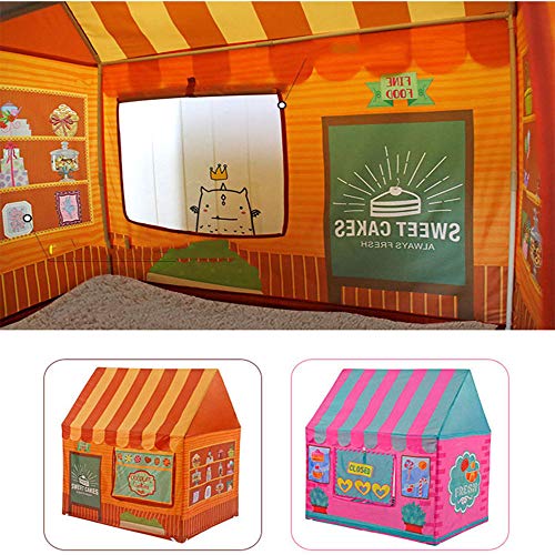 MCLJR De los niños Tienda de Juego, Princesa Postre Casa Castillo, Material de poliéster, Caja Fuerte y Resistente al Desgaste, Plegable portátil Juego de Interior Casa, Adecuado para niños,Naranja