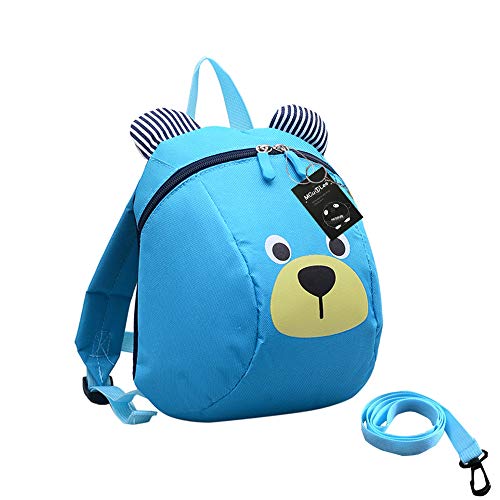 MCUILEE Mochila Infantil Oso Small Mochilas Escolares con Correa para el Pecho Correa Mochila para niña Menor de 3 años (Azul)