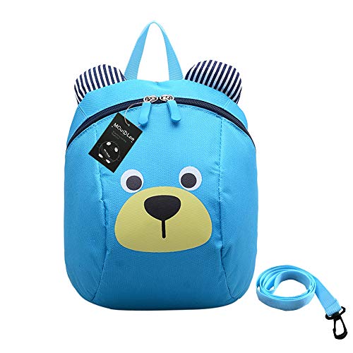 MCUILEE Mochila Infantil Oso Small Mochilas Escolares con Correa para el Pecho Correa Mochila para niña Menor de 3 años (Azul)