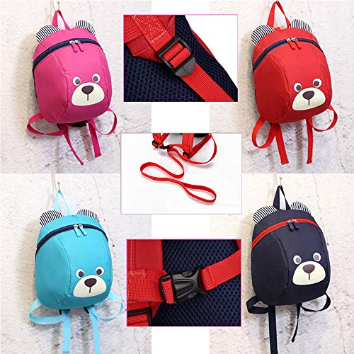 MCUILEE Mochila Infantil Oso Small Mochilas Escolares con Correa para el Pecho Correa Mochila para niña Menor de 3 años (Rojo)