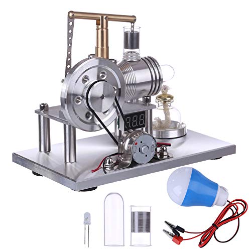 ME. Enjomor Custom Balance modelo de motor Stirling, motor de plata de ley con luz LED y voltímetro, motor de combustión externa, juguete educativo para experimentos de física, kit de regalo – Tipo B