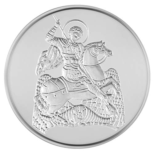 Medalla de plata fina con diseño de San Jorge de regalo religioso, 15,55 g 30 mm