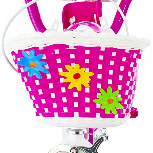 Mediawave Store - Bicicleta Butterfly Fly Flower, talla 12, bicicleta para niña 510132, edad 2-5 años, idea regalo, bicicleta para niña, niña, rosa y blanco, con porta muñecas