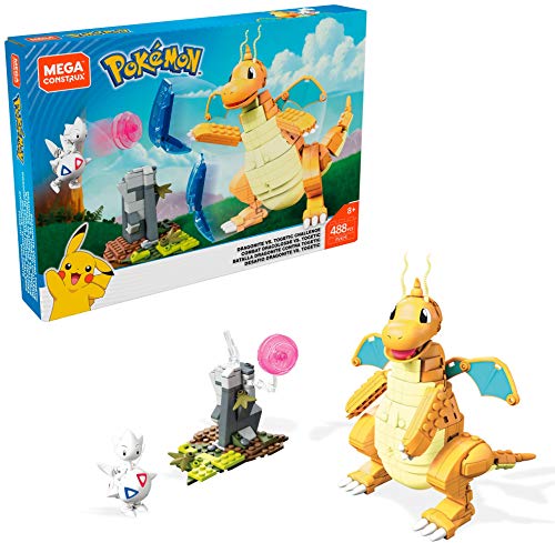 Mega Construx Pokemon Figuras Dragonite vs. Togetic Challenge, Juguetes de Construcción Niños +6 Años (Mattel FVK75)