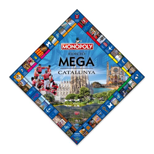 Mega Monopoly de Cataluña - Juego de Mesa de las Propiedades Inmobiliarias - Versión Bilingüe en Castellano y Catalán