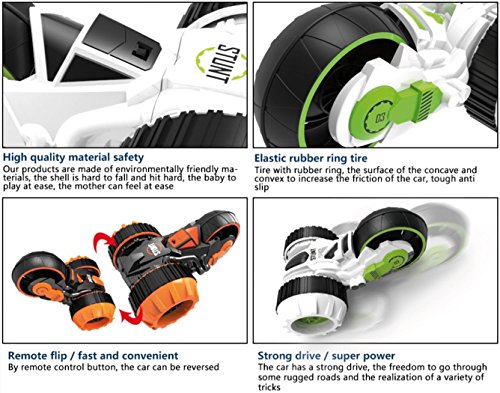 MEKBAO Coche con Mando a Distancia con 3 Ruedas. Control Independiente de Cada Rueda. Giros de 360º. Baterías Recargables. Color Blanco / Verde.