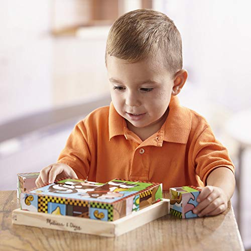 Melissa & Doug- Farm Puzzle con Cubi in Legno, 775