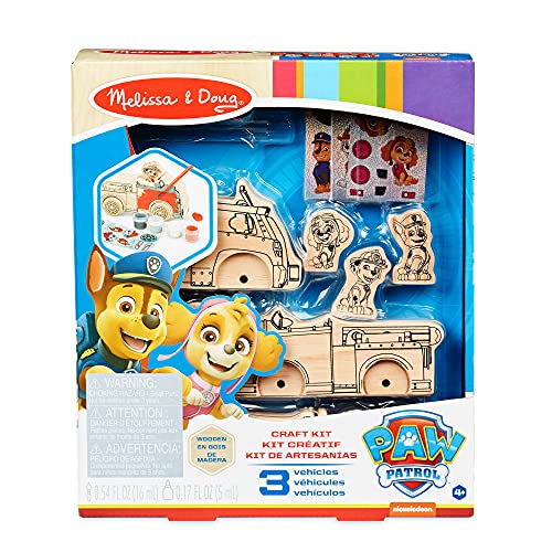 Melissa & Doug- Paw Patrol-Kit per lavori Artigianali in Legno, Veicoli, Multicolore, 33266