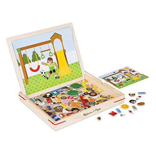 Melissa & Doug Wooden Magnetic Matching Picture Game with 119 Magnets and Scene Cards Juego de Madera, Multicolor (19918)