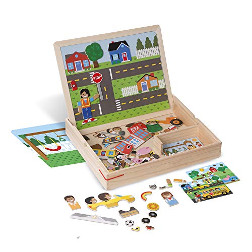 Melissa & Doug Wooden Magnetic Matching Picture Game with 119 Magnets and Scene Cards Juego de Madera, Multicolor (19918)