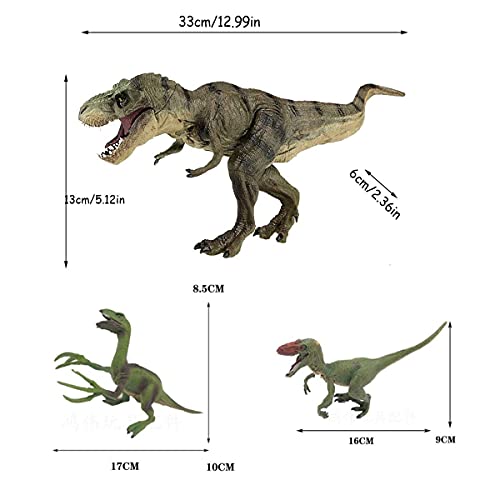 Mengger 3Pcs Dinosaurios de juguete grandes 30cm Dinosaurio de ataque Figura Juego de Mini Figura Prehistóricos Modelos Regalo para niños y niñas