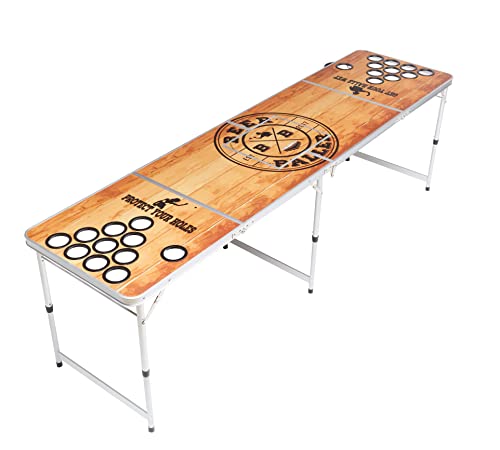 Mesa de Beer Pong Premium de BeerBaller – diseño en Madera (Resistente al Agua) – Compartimento refrigerante Integrado – Huecos para la Estabilidad de los Vasos y guardabolas (Incluye 6 Bolas Gratis)