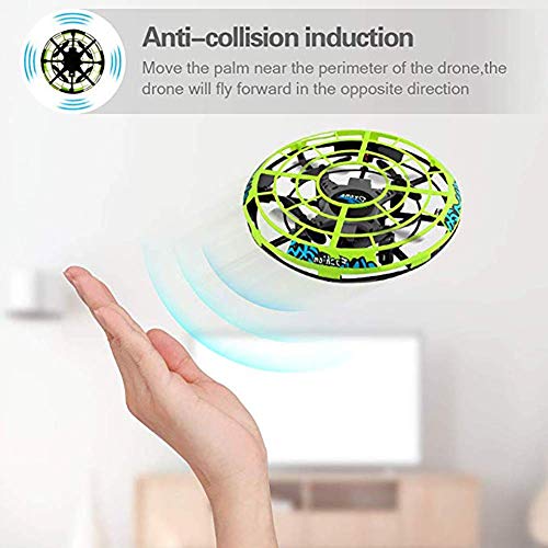 Mettime Mini Drone para Niños y Adultos Movimiento Control Mano Drones Juguetes Voladores Recargable UFO Drone con Luz LED Beginner RC Helicóptero Regalos para Niños