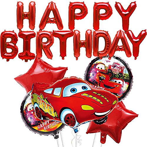 MEZHEN Foil Globos de Cumpleaños para Cars Cumpleaños Decoración Coche Globos Happy Birthday Dibujos Animados Birthday Party Foil Balloons