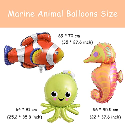 MEZHEN Globos Animales Marinos Cumpleaños Sirena Decoracion Globo de Tiburon Cumpleaños Sirena Globos para Decoración Fiestas de Cumpleaños Infantiles