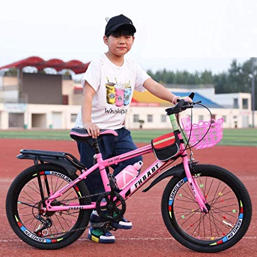 MGE Bicicleta de los niños, Bicicletas de la Bicicleta del niño / 18inch / 20inch / 22inch Niño Niña de Bicicletas Student Travel Bicicletas de Velocidad Variable (Color : Pink, Size : 22inches)