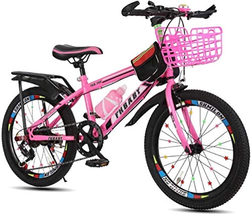 MGE Bicicleta de los niños, Bicicletas de la Bicicleta del niño / 18inch / 20inch / 22inch Niño Niña de Bicicletas Student Travel Bicicletas de Velocidad Variable (Color : Pink, Size : 22inches)