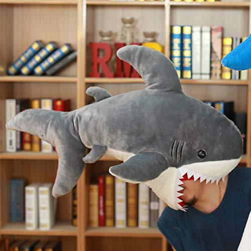 Mhtop Tiburón de Peluche de 90cm de Ike A Toy, Almohada de Felpa de Animal de Peluche Suave, muñeca de tiburón Ruso Realista para niños, cojín para niños, Juguetes Blandos Gris