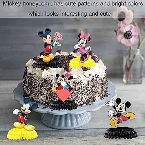 Mickey Decoraciones de Cumpleaños, 7 Piezas Centros de Mesa de Panal de Mickey, para Decoración de Mesa, Fiestas de Cumpleaños, Baby Shower