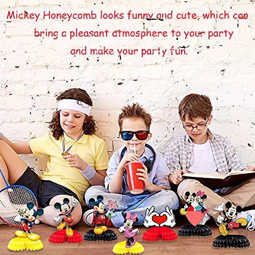 Mickey Decoraciones de Cumpleaños, 7 Piezas Centros de Mesa de Panal de Mickey, para Decoración de Mesa, Fiestas de Cumpleaños, Baby Shower