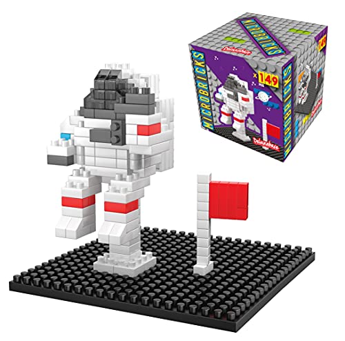 Microbricks - Astronauta de Deluxebase. Puzzle de la misón del Apolo con Mini Bloques. Temática Espacial. Rompecabezas 3D fácil de Usar para niños y niñas