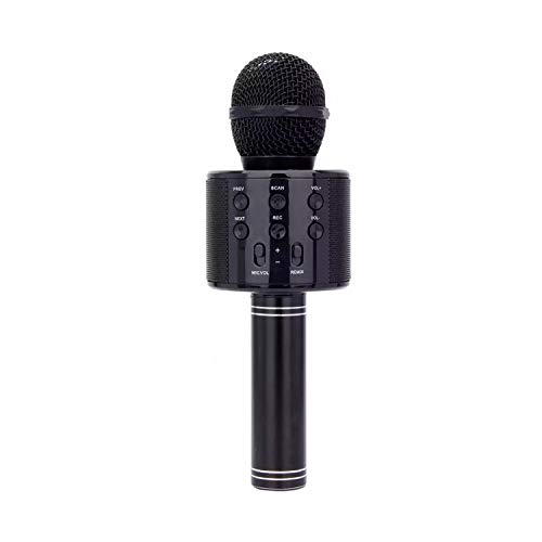 Micrófono de Karaoke, Micrófono Bluetooth, Micrófono portátil inalámbrico con grabación de altavoz para adultos y niños, Micrófono para niños, Regalo (Negro)