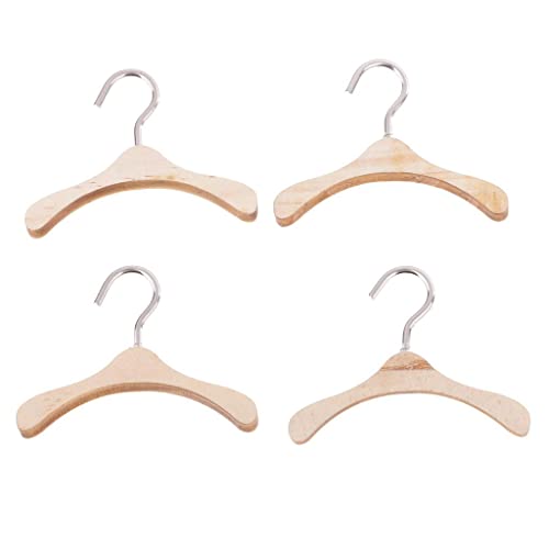 Milageto 10 Piezas de Accesorios de Casa de Muñecas Perchas de Ropa en Miniatura Perchas de Armario de Madera