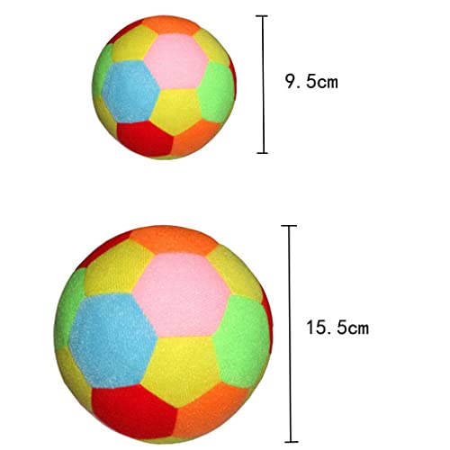 Milageto 2 Piezas de Pelota de Fútbol de Peluche Suave para Niños, Pelota de Tela Colorida, Deportes, 9.5cm + 15.5cm