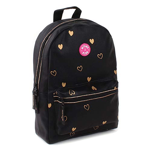 Milky Kiss Backpack Golden Hearts Medium Mochila infantil, 33 cm, Negro (Black)