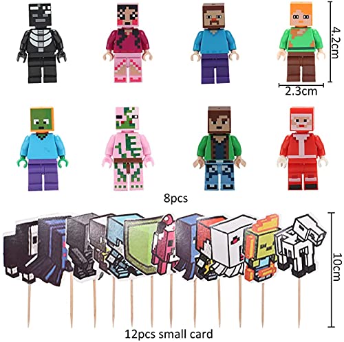 Minecraftes Cake Topper Mini Juego de Figuras Niños Figuras Roblox Mini Juguetes Baby Shower Fiesta de cumpleaños Pastel Decoración Suministros