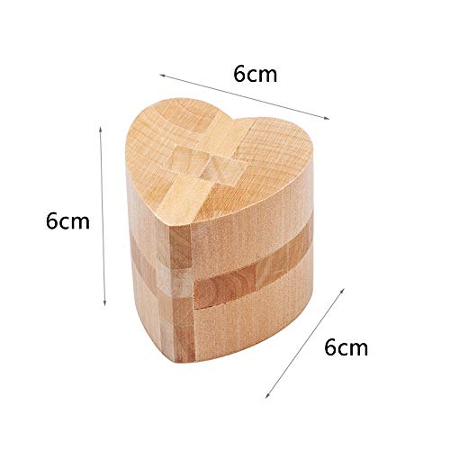 MINGZE Puzzle Madera 3D para niños, Juegos de Ingenio IQ Juguete Educativos, Juego Logica de para Niños y Adultos, Juguete para el hogar Oficina decoración ecológica Regalo (Heart Lock)