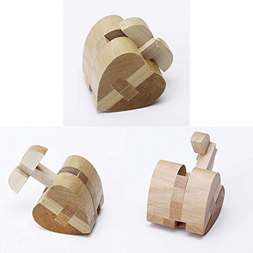 MINGZE Puzzle Madera 3D para niños, Juegos de Ingenio IQ Juguete Educativos, Juego Logica de para Niños y Adultos, Juguete para el hogar Oficina decoración ecológica Regalo (Heart Lock)