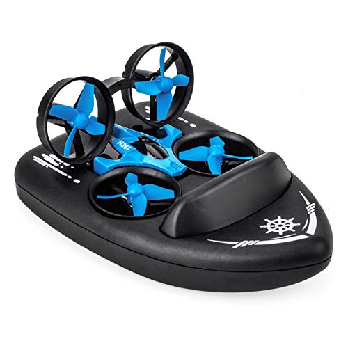 Mini dron para niños, barcos teledirigidos para piscinas y lagos, coche RC 3 en 1, modo de mar terrestre, impermeable, aerosdeslizador, juguete RC cuadricóptero – 3 x XPiles