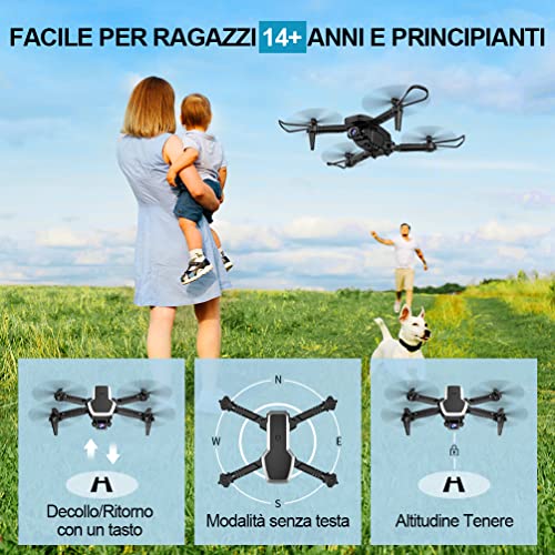 Mini Drone con Cámara 4K - RC Drone S171 HD FPV Cámaras Duales Aplicación para Teléfono Móvil Wifi Controlable RC Quadcopter Plegable para Principiantes Niños 360 ° Flip One Key Start Landing