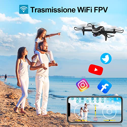 Mini Drone con Cámara 4K - RC Drone S171 HD FPV Cámaras Duales Aplicación para Teléfono Móvil Wifi Controlable RC Quadcopter Plegable para Principiantes Niños 360 ° Flip One Key Start Landing