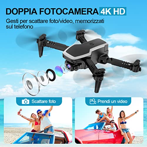 Mini Drone con Cámara 4K - RC Drone S171 HD FPV Cámaras Duales Aplicación para Teléfono Móvil Wifi Controlable RC Quadcopter Plegable para Principiantes Niños 360 ° Flip One Key Start Landing