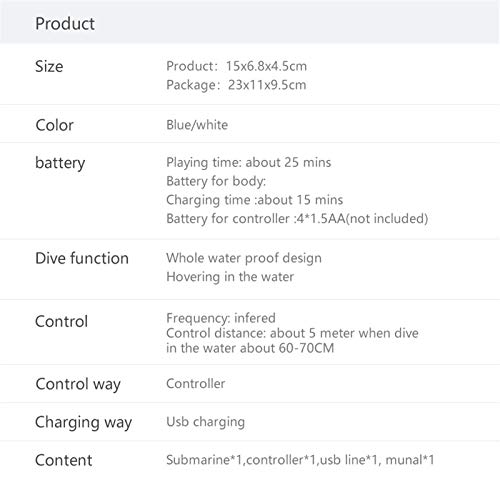 Mini Juguete Submarino Control Remoto, Control Remoto por Radio Submarino Barco Control Remoto Barco Juguete Modelo Submarino Eléctrico Agua Buceo Impermeable Regalo para Niños, 15x6,8x4,5 Cm