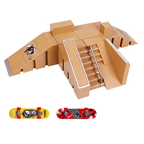 Mini kit de patinaje para patinaje con dedos para niños, juego de accesorios de rampa de múltiples escenas con diapasones y parte de rampa