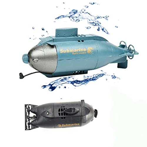 Mini RC Submarino Barco Radio Control Remoto Barco para piscinas y lagos Radio de alta velocidad Barco de carreras eléctrico para niños Adultos Niños Niñas (azul)