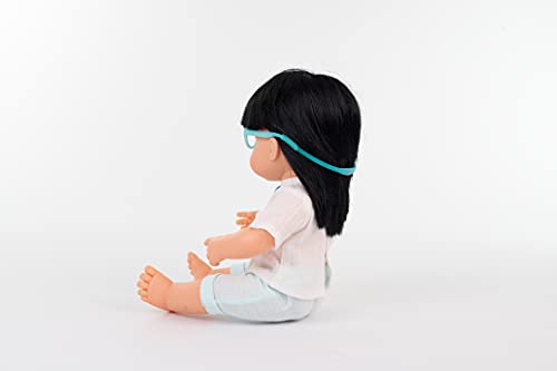 Miniland- Muñeca bebé asiática con Gafas de 38cm en Caja de Regalo y con Ropa Interior. (31113)